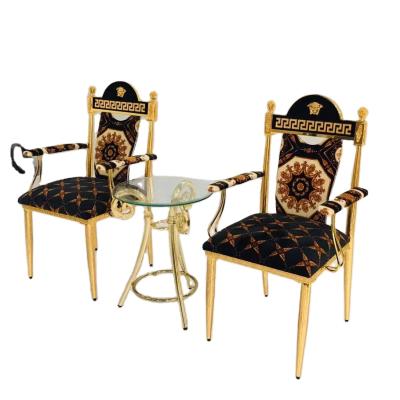 China Gold Dining Chair Retro Style Slipcovered Hotel Banquet French Luxury Lounge Chair A Set Of Leisure Chairs for sale