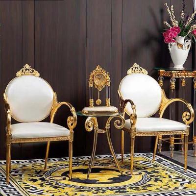 China Italian classic style hotel wedding living room chair Slipcovered gold dining chair a set of leisure chairs for sale