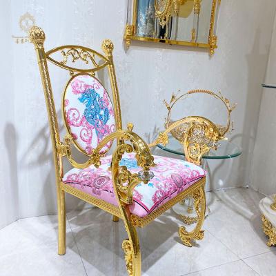 China Modern Factory Custom Design High Quality Luxury Gold Upholstered Dining Chair for sale