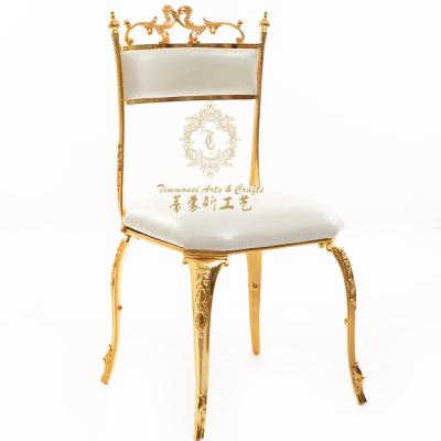 China Slipcovered Hotel Banquet Chair Hot Copper Metal Gold Modern Elegant Dining Chair Slipcovered Luxury Wedding Chair for sale