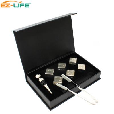 China 2021 Popular Creative Automotive Whiskey Dies Stones Stainless Steel Ice Cube Wine Accessories Gift Set With Gift Box for sale