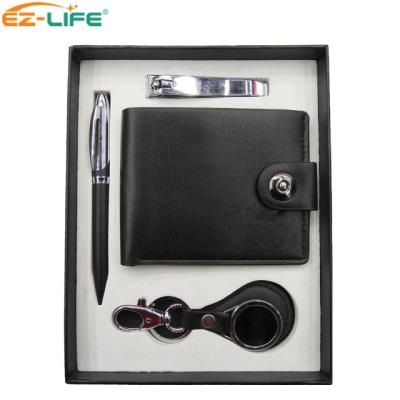 China Fashional Men's Gift Set Ball Pen Key Chain Holder Card Wallet Promotional Nail Clipper for sale