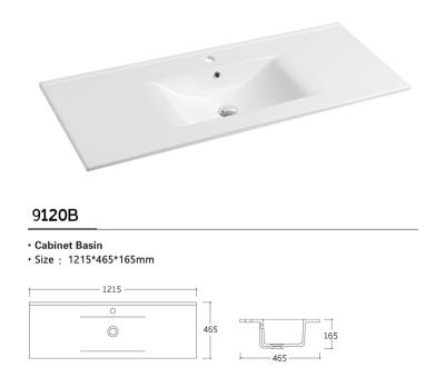 China Modern Designs Bathroom Sanitary Ceramic Slim Edge Ware Modern Designs Cabinet Wash Hand Basin Vanity Rectangular Basin for sale