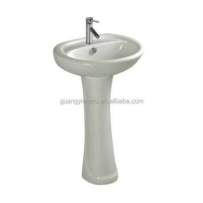 China Chaozhou Modern Factory Ivory Ceramic Wash Basin With Pedestal Bathroom Sink Two Piece Pedestal Wash Basin for sale