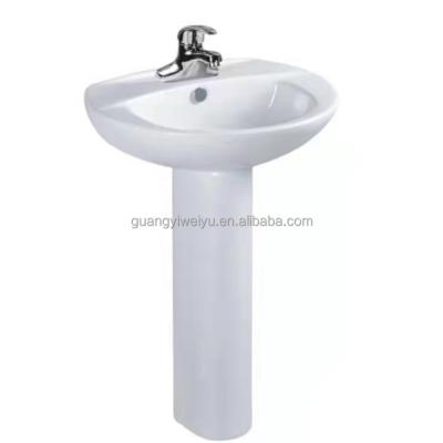 China Modern Wholesale Ceramic Sanitary Ware Two Piece Ceramic Wash Basin With Pedestal For Bathroom for sale