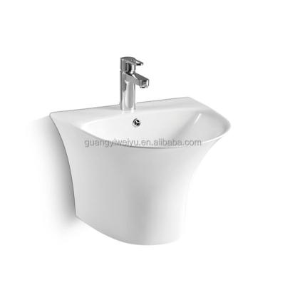 China Hot Sale Modern Face Basin Ceramic One Piece Modern Wash Basin Wall Hung Bathroom Sink for sale