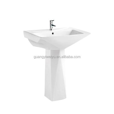 China Good Quality Big Size Square Column Face Basin Bathroom Toilet Modern Two Piece Balcony Sink Ceramic Pedestal Wash Basin for sale