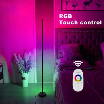 China Dimmable LED RGB Standing APP Factory Floor Lamp Remote Control Standing Europe LED Wall Corner Floor Light Modern Nordic Floor Lamp for sale