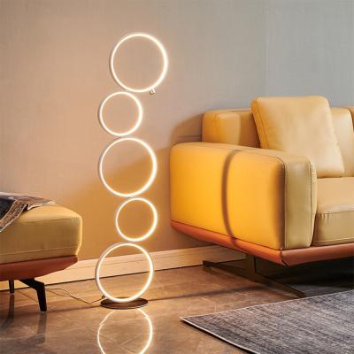 China Color Changing Hotel Bedroom Bedside Touch Control Minimalist Rings Living Room Standing Corner LED Light Floor Decorative Lighting Modern Floor Lamp for sale