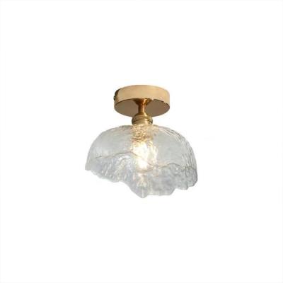 China Nordic Scandinavian Ceiling Lights Corridor Glass Copper Base Lamp For Porch Balcony Cloakroom Bedroom for sale