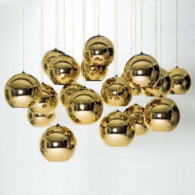 China Modern Nordic LED Gold Glass Ball Plating Pendant Lights Globe Ceiling Lamp Hanging Lamp for sale