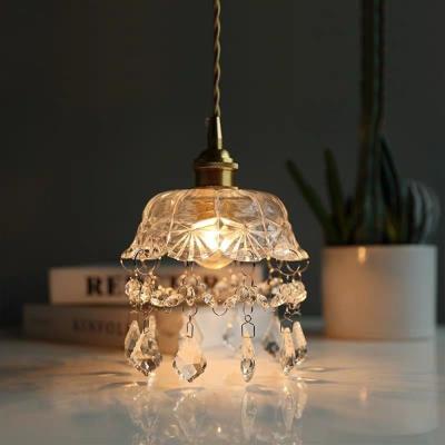 China Scandinavian Nordic Vintage Bedside Corridor Glass Crystal Pendant Light Chandelier for sale