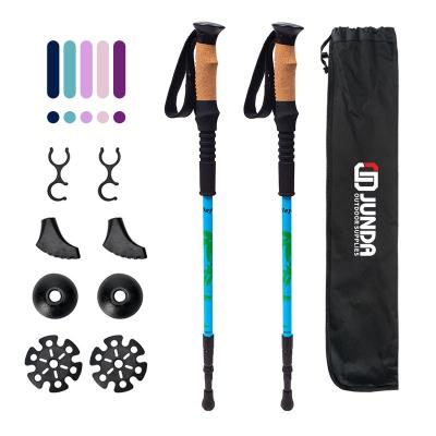 China Cork& 7075 Aluminum EVA Custom 3 Section Telescopic Folding Tracking Camping Walking Hiking Poles Trekking Poles for sale