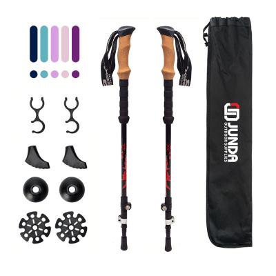 China Cork+ EVA Carbon Ultralight Walking Sticks Nordic Hiking Adjustable Trekking Outdoor Stick Poles For Camping Hiking for sale