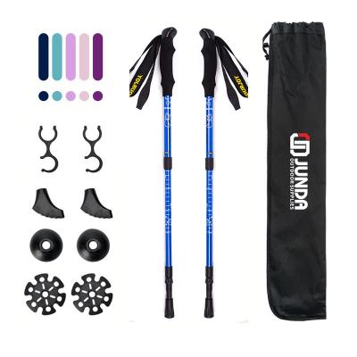 China EVA Customized Outdoor 3 Section Telescopic Aluminum Stick Hiking Trekking Pole for sale