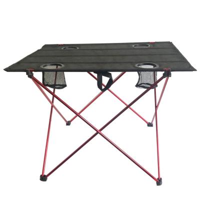 China Traditional Hot Sale Outdoor Aluminum Camping Picnic Furniture Portable Folding Dinner Table With Hole Cup for sale