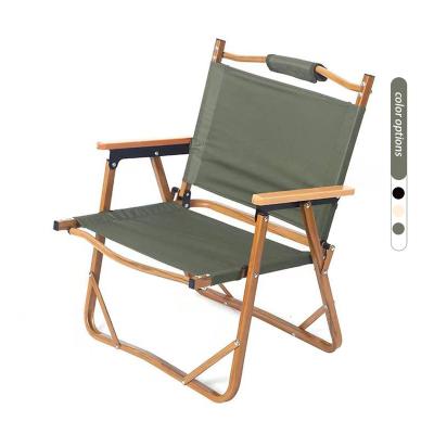 China Contemporary outdoor wood grain aluminum kermit chair portable folding camping chair for sale