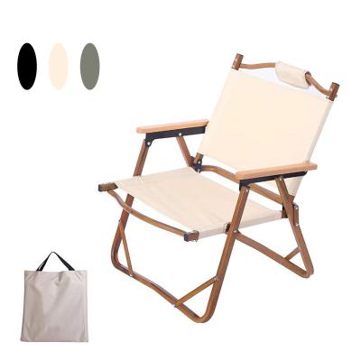 China Logo Grain View Foldable Chair Portable Wood Beach Custom Aluminum Camping/Camping Chair for sale