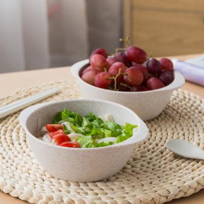 China Eco-friendly Unbreakable Double Ear Design Cereal Salad Soup Bowls Binaural Design Eco Straw Wheat Bowl Biodegradable for sale