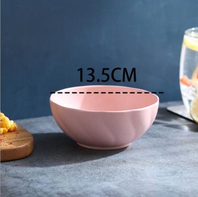 China Viable Nordic wheat orange pole, personality creative rice bowl, wheat straw fiber dessert salad rice bowl set anti-fall safe soup bowl for sale