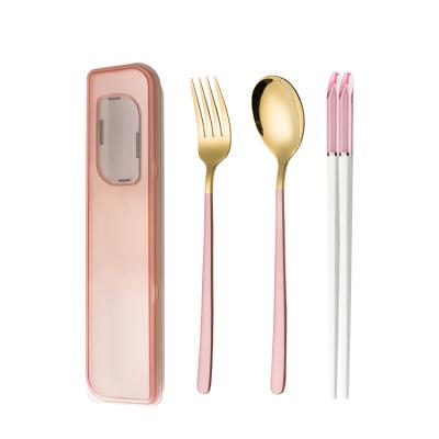 China Three Piece Viable Transparent Portable Spoon Head Cutlery Custom Chopstick Carry Case for sale