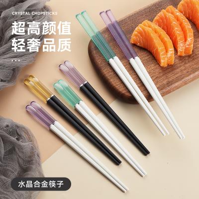 China Viable Colorful Crystal Head Personalized Utensil Reusable Chopstick Flatware Sets Spoon and Fork and Chopsticks in Gift Box for sale