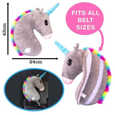 China Polyester Funny Unicorn Neck Pillow/Stuffed Animal Unicorn Car Seat Belt Cover Plush Toy/Unicorn Seat Belt Pillow Kids Safety Shoulder Pad for sale