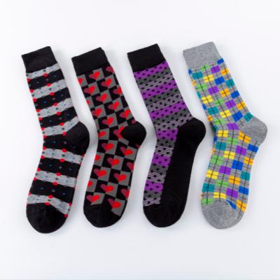 China Factory Price Breathable Cotton Crew Happy Sock For Mens Fashion for sale