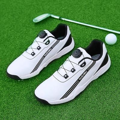 China MD customized high quality men's golf leather sole, waterproof rubber golf shoes, sports and leisure customization for sale