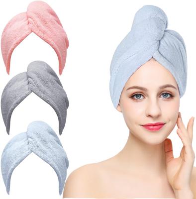 China Viable Abserbent Quick Dry Hair Drying Cap Thicken Coral Fabric Towel Hair Drying Towel For Beauty Salon for sale