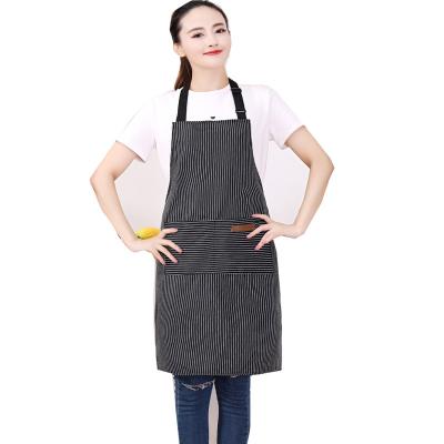 China Accessories Restaurant Polyester Chef Apron Kitchen Cleaning Ensures Cooking Stripe Apron For Women Men for sale