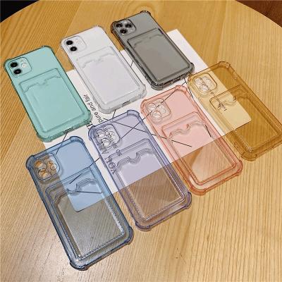 China Transparent Anti-drop Card Bag Phone Case For iPhone 13 13 pro 13 pro Max Shockproof Soft Bumper Clear Cover for sale