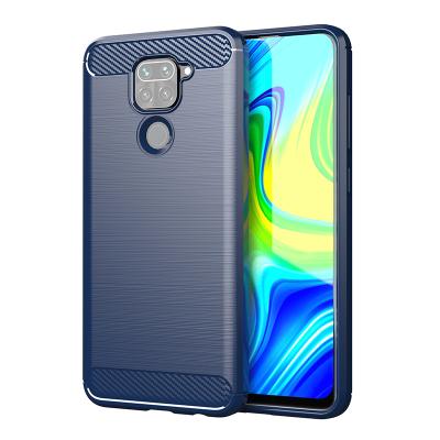 China Anti-drop Anti-drop Cell Phone Case Silicone Brushed Carbon Fiber TPU Case For Redmi Note 9 for sale