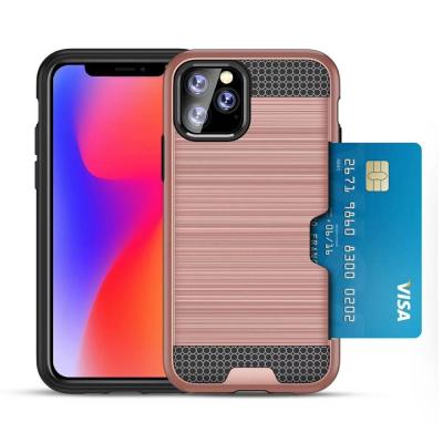 China New Large Unique Card Slot Back Flip Cover Slim Armor Phone Case For iPhone XI 11 2019 2 in 1 Mobile Phone Shell for sale