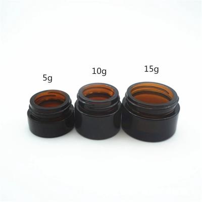 China Recyclable Round Brown Amber Cream Glass Bottle Small Empty Opaque Eye Cream Bottle 15g Sample Balm Bottle for sale