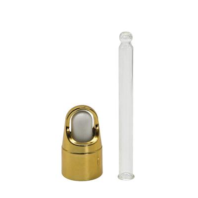 China Non-refillable bottles for essential oil glass shiny gold aluminum dropper for essential oil bottle for sale