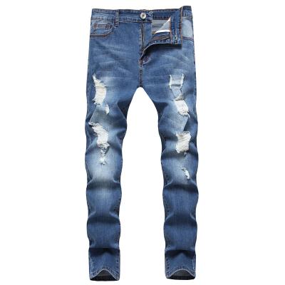 China The new trend of breathable men washed skinny ripped jeans for sale