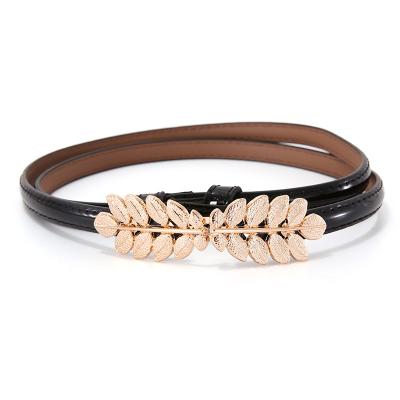 China Fashional Fashional Luxury Casual Women's Leather Belt Thin Korean Decoration Automatic Adjustable Leather Belt Shiny Women's Designer Be for sale