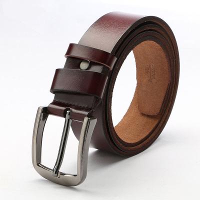 China New Arrival Durable Square Shape Pin Buckle Men Belt Simple And Retro Genuine Color Belt Men's Casual Belt for sale