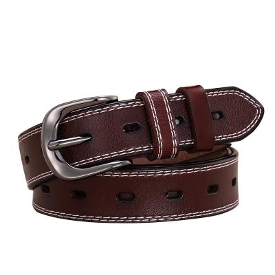 China Many Hole S Pin Buckle Leather Belt Women&'s Antique Casual Pure Cowhide Waist Belt Women Ladies Fashion Leisure Leather Belt Women for sale