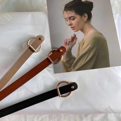 China Three Pieces Set Ring Snap Buckle Leather Ladies Elegant Belt Fashion Genuine Leather Decorative Ladies Belt for sale