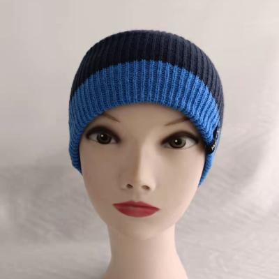 China COMMON Custom Organic Jacquard Knitted Beanie With Logo Flat Embroidery Cotton Hat for sale