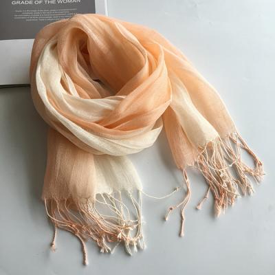 China 2022 hot sale 100% gradient color canvas scarf shawl made of natural materials for spring/summer scarf. for sale