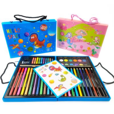 China 68pcs Drawing and Study Paper Gift Box Watercolor Painting Brushes Children Kids Stationery Drawing Art Set for sale