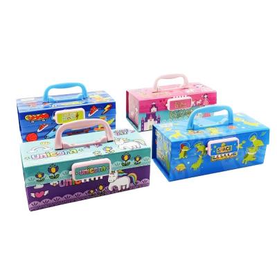 China Children Kids Pencil Case Customized Drawing And Study Stationery Box With Password Lock Gift Box Paper Boxes for sale