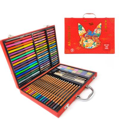 China 2021 Study Paper Box 118pcs Customized Art Set Chinese Traditional Design Drawing and Gift Set for Kids Children Stationery Set for sale