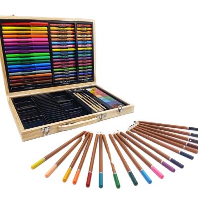 China Customized Gift Box 100PCS Wooden Crayon Pencil Watercolor Brush Drawing and Study Children Painting Gift Stationery Art Drawing Set for sale