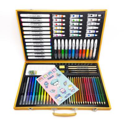 China Drawing and Study Customized Wooden Box 158pcs Art Set Chinese Traditional Design Gift Set for Kids Children Stationery Set for sale