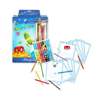 China Drawing and Art Supplies Blue Drawing Study Pad Set for School Portable Drawing Kit for Kids Coloring Book Picture Stationery Colored Pencils for sale