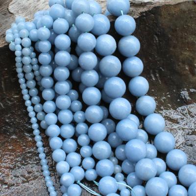 China Natural Nice Blue Angelite Round Pleochroic / Pleochroism 10mm Beads Gemstone Beads for sale